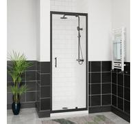 Aquariss 800mm Matte Black Pivot Alloy Hinge Shower Door Enclosure 6mm Clear Self Clean Glass Screen Cubicle Reversible
