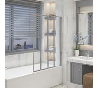 Aquariss 850x1400mm Chrome Over Bath Shower Screen 4 Panel Folding | Brass Hinge, 4mm Toughened Safety Glass, Easy Clean Coating, 180 Pivot, Reversible, 15mm Wall Adjustment, Seal Strips