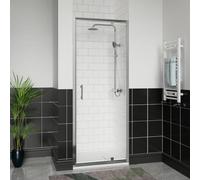 Aquariss 900x700mm Chrome Pivot Alloy Hinge Shower Door Enclosure with 700mm Clear Self Clean 6mm Shower Door Screen + White SMC Anti Slip Shower Tray and 90mm Waste