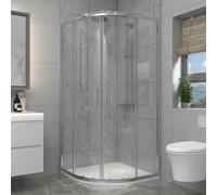Aquariss 900x760mm Chrome Framed Offset Quadrant Shower Enclosure Cubicle with 6mm Sliding Tempered Glass Door Wetroom