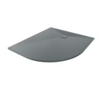 Aquariss Anthracite LH Offset Quadrant Shower Tray 1000 x 900mm with Waste | SMC Slate Effect Anti Slip, Walk In Shower Base Tray, for Bathroom Shower Door Enclosure Cubicle Wetroom, Easy Installation