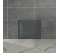 Aquariss Anthracite Rectangular Shower Tray Slate Effect SMC Slip-Resistant Shower Base for Bathroom Enclosures 900x700mm with Waste