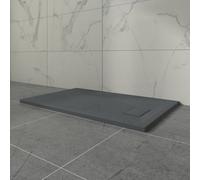 Aquariss Anthracite Rectangular Shower Tray Slate Effect SMC Slip-Resistant Shower Base for Bathroom Enclosures 1200x700mm with Waste