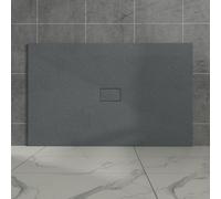 Aquariss Anthracite Rectangular Shower Tray Slate Effect SMC Slip-Resistant Shower Base for Bathroom Enclosures 1500x1000mm with Waste