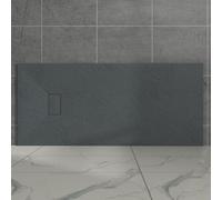 Aquariss Anthracite Rectangular SMC Shower Base 1700 x 800 mm with Waste | Slate Effect, Anti Slip Shower Tray, for Bathroom Shower Enclosures Wet Room, Easy Installation, Ultra-Low Profile