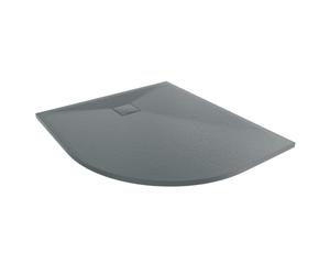 Aquariss Anthracite RH Offset Quadrant Shower Tray 1000 x 900mm with Waste | SMC Slate Effect Anti Slip, Walk In Shower Base Tray, for Bathroom Shower Door Enclosure Cubicle Wetroom, Easy Installation
