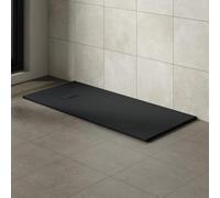 Aquariss Bathroom Rectangular 1700 x 800 mm Slate Effect Shower Tray Black | Slimline Anti Slip, SMC Wetroom Shower Cubicle Base, for Walk In Shower Door, Durable, Low Profile