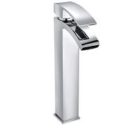 Aquariss Bathroom Waterfall Tall Basin Mixer Tap Mono Single Lever Chrome | High Rise, Square