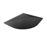 Aquariss Black SMC LH Offset Quadrant Shower Base 1000 x 900mm with Waste | Slimline Slate Effect Anti Slip, Walk In Shower Tray, for Bathroom Shower Door Enclosure Cubicle Wetroom, Easy Installation