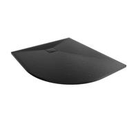 Aquariss Black SMC RH Offset Quadrant Shower Base 1000 x 900mm with Waste | Slimline Slate Effect Anti Slip, Walk In Shower Tray, for Bathroom Shower Door Enclosure Cubicle Wetroom, Easy Installation