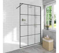 Aquariss Black Walkin Shower Enclosure 1200mm 8mm Black Grid Easy Clean Safety Glass Shower Cubicles Wetroom Shower Screen