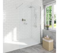 Aquariss Chrome Walkin Shower Enclosure 1200mm 8mm Clear Easy Clean Safety Glass Shower Cubicles Wetroom Shower Screen