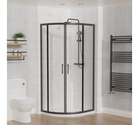 Aquariss Left/Right Offset Quadrant Shower Enclosure 6mm Easy Clean Tempered Glass Sliding Door Cubicle Matt Black 900x760x1900mm