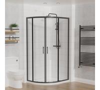 Aquariss Offset Quadrant Shower Enclosure Sliding Door Black 1000 x 900 mm | Tempered Safety Glass, Easy Clean, Corner Shower Enclosure, Bathroom Curved Quadrant Shower Cubicle, Reversible, Space Saving