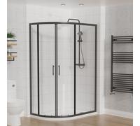 Aquariss Offset Quadrant Shower Enclosure Sliding Door Black 1200 x 800 mm | Tempered Safety Glass, Easy Clean, Corner Shower Enclosure, Bathroom Curved Quadrant Shower Cubicle, Reversible, Space Saving