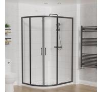 Aquariss Offset Quadrant Shower Enclosure Sliding Door Black 1200 x 900 mm | Tempered Safety Glass, Easy Clean, Corner Shower Enclosure, Bathroom Curved Quadrant Shower Cubicle, Reversible, Space Saving