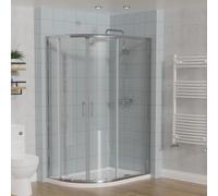Aquariss Offset Quadrant Shower Enclosure Sliding Door Chrome 1200 x 800 mm | Tempered Safety Glass, Easy Clean, Corner Shower Enclosure, Bathroom Curved Quadrant Shower Cubicle, Reversible, Space Saving