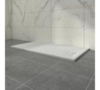 Aquariss SMC Anti Slip 1500 x 800 mm Rectangular Wetroom Shower Tray White | Slate Effect Shower Enclosure Tray, for Bathroom Shower Door Enclosure, Walk In Shower Base, Slimline