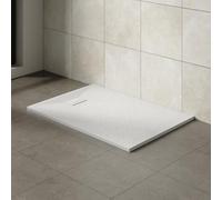 Aquariss SMC Rectangular 1300 x 900 mm Anti Slip Shower Base Tray White | Slate Effect Shower Tray, Slimline, Bathroom Wet Room Shower Cubicle Base, for Walk In Shower Door, Durable