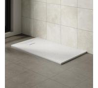 Aquariss SMC Rectangular 1500 x 900 mm Anti Slip Shower Base Tray White | Slate Effect Shower Tray, Slimline, Bathroom Wet Room Shower Cubicle Base, for Walk In Shower Door, Durable