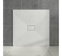 Aquariss SMC Slate Effect 1000 x 1000 mm Square Wetroom Shower Base White | Shower Tray with Slip Resistance, for Bathroom Shower Door Enclosure, Walk In Shower Base, Slimline