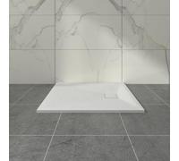 Aquariss SMC Slate Effect 900 x 900 mm Square Wetroom Shower Base White | Shower Tray with Slip Resistance, for Bathroom Shower Door Enclosure, Walk In Shower Base, Slimline