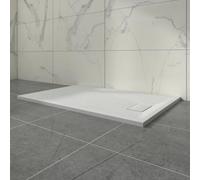 Aquariss SMC Slate Effect Shower Enclosure Tray 1100x800mm Rectangular Wetroom Shower Base White