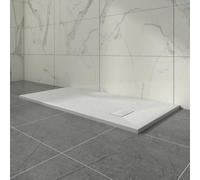 Aquariss SMC Slate Effect Shower Enclosure Tray 1300x700mm Rectangular Wetroom Shower Base White