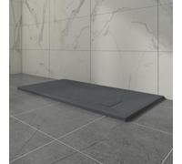 Aquariss SMC Slate Effect Shower Enclosure Tray 1400x700mm Rectangular Wetroom Shower Base Anthracite