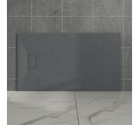 Aquariss SMC Slate Effect Shower Enclosure Tray 1600x900mm Rectangular Wetroom Shower Base Anthracite