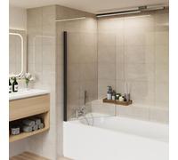 Aquariss Square Pivot Bath Shower Screen 6mm Easy Clean Glass Screen Reversible Door Panel Black 800x1400