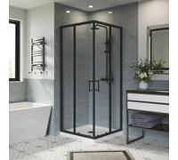 Aquariss Square Shower Enclosure Sliding Doors Corner Entry Bathroom Enclosure Cubicle Matt Black 760x760x1900mm
