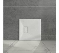 Aquariss White 700x700mm Square Shower Tray with Waste Trap Slate Effect Slip-Resistant Cubicle Base for Bathroom Enclosures Wetroom