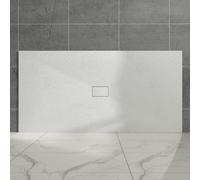 Aquariss White Rectangular Shower Tray Slate Effect SMC Slip-Resistant Shower Base for Bathroom Enclosures 1800x1000mm with Waste