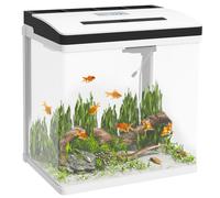 Aquarium 28L Glass w/ White ABS Lid LED Lights Filter Pump 39.5x38x26cm HD View