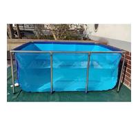 Aquarium Above Ground Ponds for Fish, with Clear Window - PVC Canvas Liners with Steel Frame, Holding Tank for Koi Turtle Farming,Blue,120x80x61cm