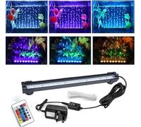 Aquarium air Bubble Light, RGB LED Fish Tank Light Tube with 16 Colors 4 Modes, Remote Control IP68 Submersible LED Aquarium Lamp with for Turtle Tank, Betta, Shrimp (47CM -16 Colors 4 Modes)