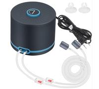 Aquarium Air Pump 2 Outlets Ultra-Quite Oxygen Pump Fish Tank 20-600 Gallon Adjustable Super Silent Air Aerator 0.02MPa High Efficiency 2 Air Stones Silicone Tube Check Valves （4W）