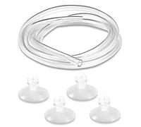 Aquarium Air Pump Tube Set, 5 m / 16 ft Thickened Air Line Tubing with 4 Suction Cups for Fish Tank, Aquarium, Flexible Pure PVC Hose for Garden, Terrarium, Pond