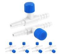 Aquarium Air Valve, 10 Pcs Aquarium Air Pump Control Valves T Shaped Single Way Plastic Air Flow Control Regulator Aquarium Air Pump Accessories for Fish Tank 3/16" ID Tubing (Blue White)