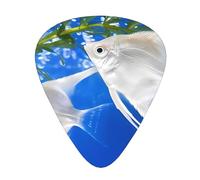 Aquarium Angelfish Print Guitar Picks, 12 Pcs Guitar Plectrums Celluloid Pick Classical Triangle Picks for Acoustic, Electric, Bass Guitar including 0.46mm 0.71mm 0.96mm