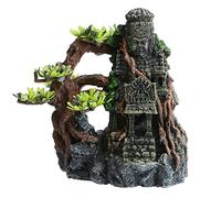 Aquarium Angkor Wat Buddha Statue Decorations - Aquarium Buddha Decor Fish Tank Medium Buddha Statue with Tree Ornament