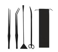 Aquarium Aquascape Tools Kit, 4 in 1 Stainless Steel Aquatic Plant Tools Aquarium Landscape Tweezers Scissors Spatula Set for Fish Tank Clean (Black)