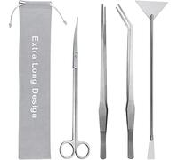 Aquarium Aquascape Tools Kit, Long 15 Inch Stainless Steel Aquatic Plants Tools, 4 in 1 Anti-Rust Aquascaping Tweezers Scissors Spatula Scrapers Tool Set for Fish Tank Cleaning Plant Trimming Shears