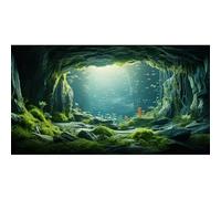 Aquarium Backdrop Underwater World Large Rock Terrarium Background Aquatic Plant with Lush Moss Fish Tank Backdrop Cave Landscape Reptile Habitat Background Tank Wallpaper Poster Vinyl 36x20in