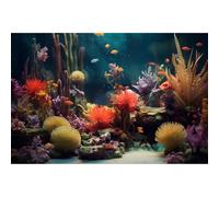 Aquarium Background Beautiful Colorful Coral Reef Aquatic Plants Terrarium Background Rock Tropical Fish Jungle Style Fish Tank Background Colorful Under Water View Aquarium Backdrop Vinyl 72x24in