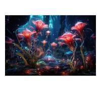 Aquarium Background Beautiful Red Translucent Flowers Terrarium Background Abstract Fantasy Plants Underwater World Tank Poster Glowing Flowers Foggy Forest Fish Tank Background Decors Vinyl 36x18in