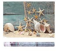 Aquarium Background Fish Tank Decorations 3D Effect Adhesive Seashell Starfish Poster Style PVC Adhesive Decor Paper Sticker Paper Cling Decals (61x41cm)