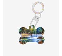 Aquarium Background Fish Tank Printing 1 Pc Dog Bone Shape Id Tags Double Sided with Key Ring Craft for Pets