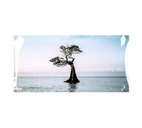Aquarium Background Poster Sticker, Tree in The Sea Style PVC 3D Effects Picture Decor Self Adhesive Backdrop Reptile Plant Landscape Painting Underwater Wallpaper for Fish Tank (61*30CM)